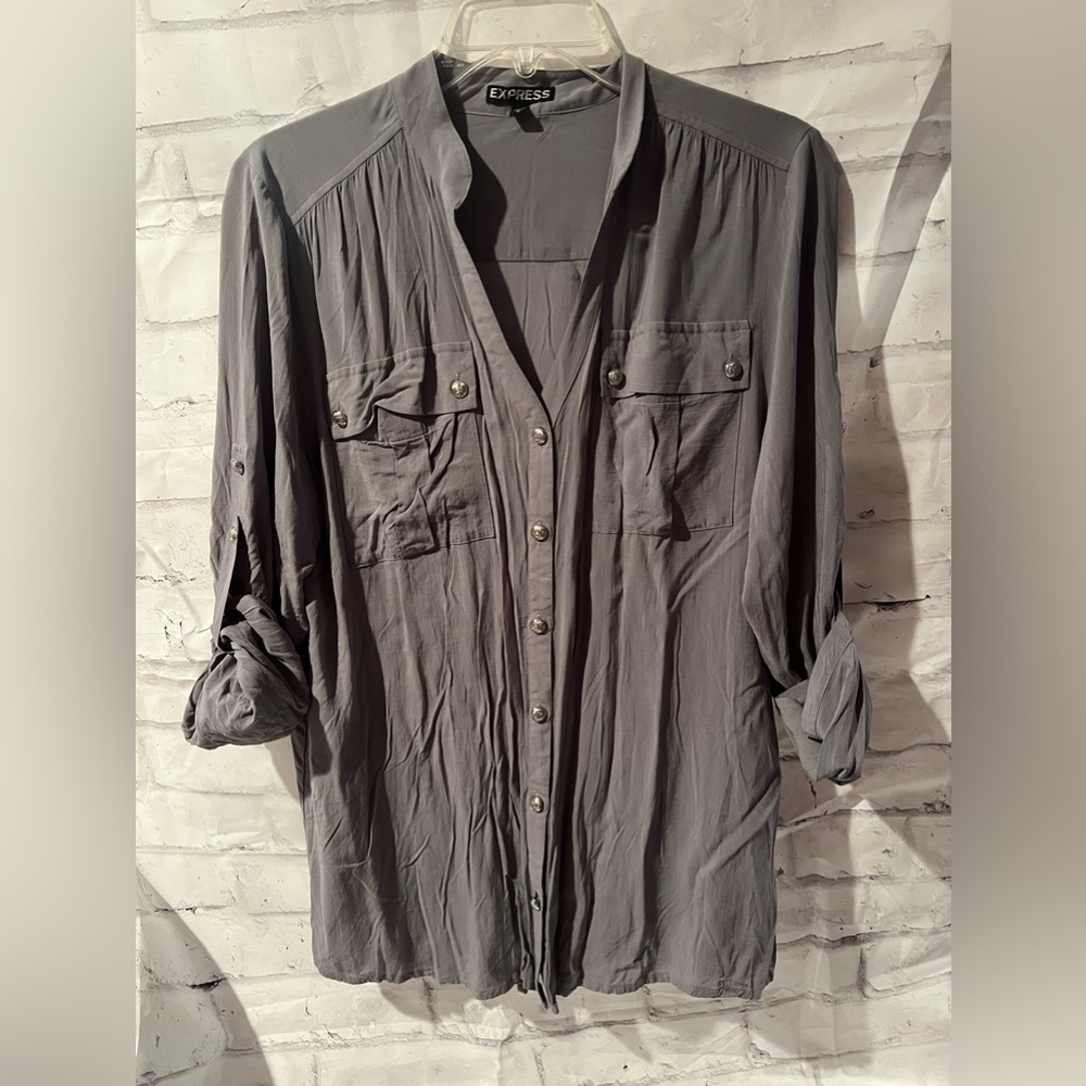 Express Grey Button Down